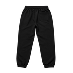 zwarte katoenen joggers achterkant plat gefotografeerd op neutrale