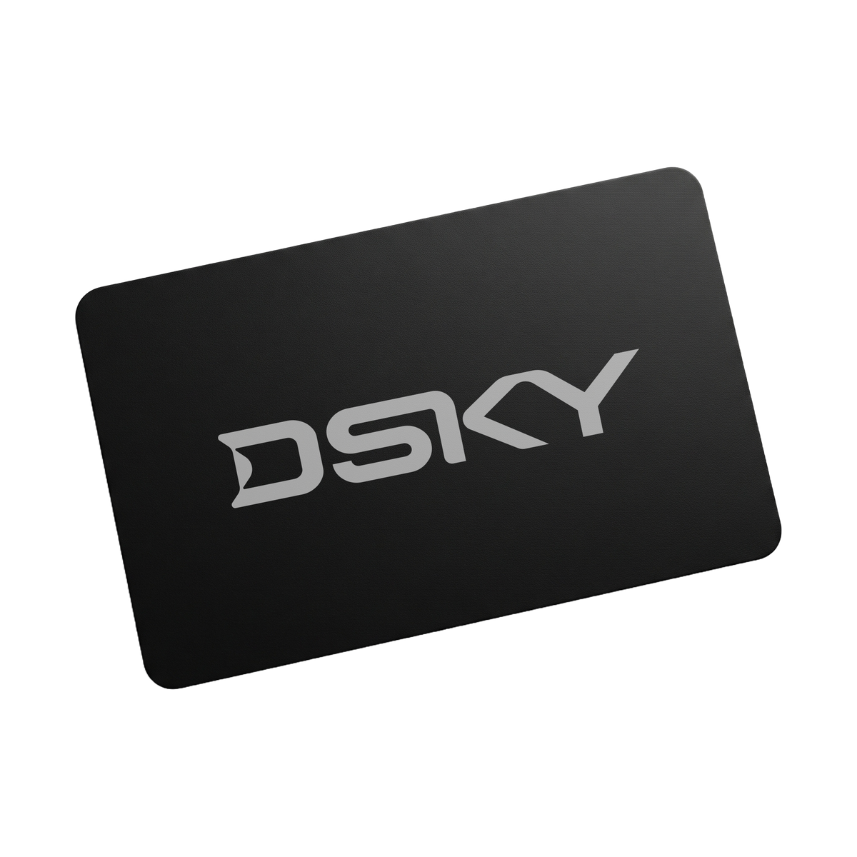 Black card with 'DSKY' logo on a white background