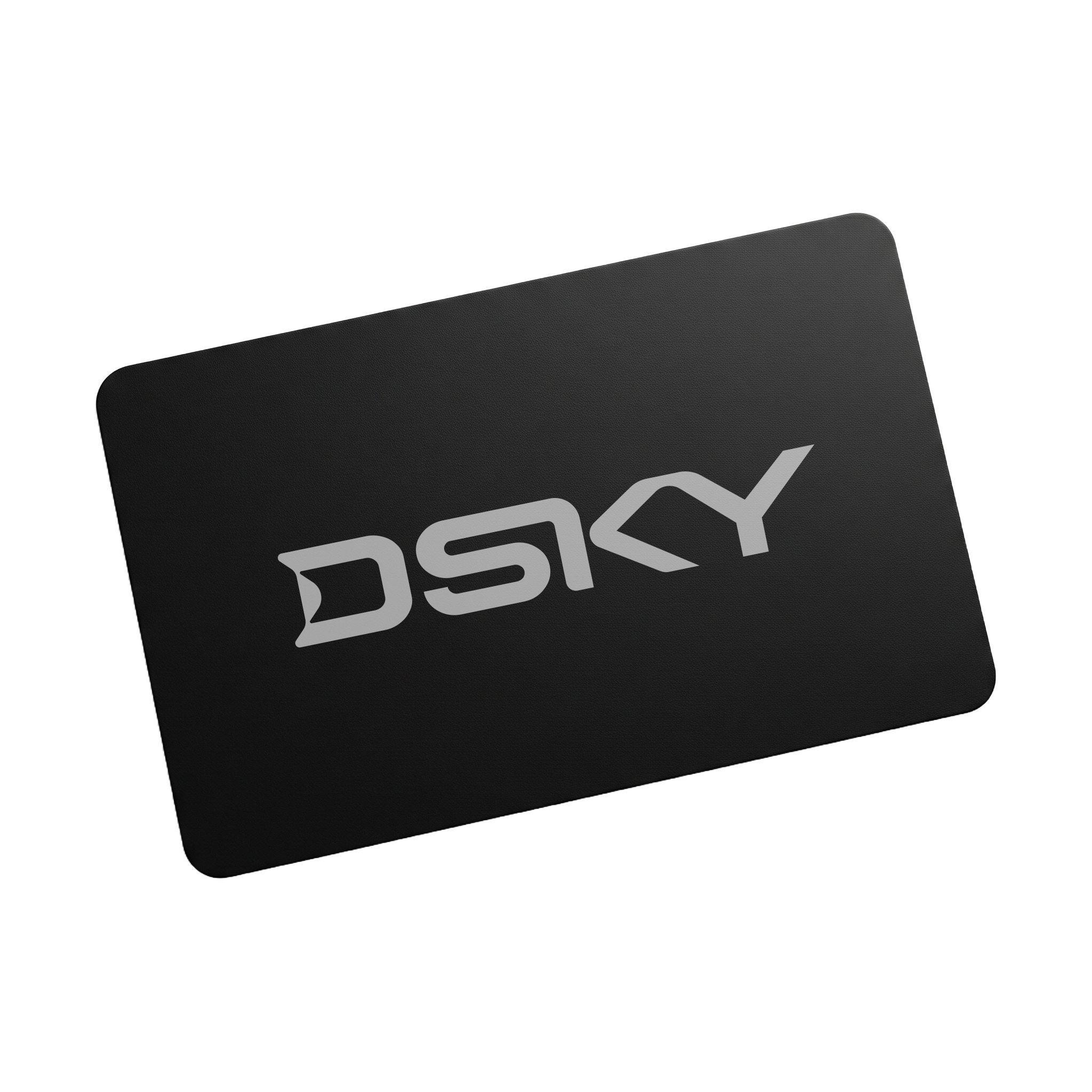 Black card with 'DSKY' logo on a white background