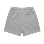 grijze track short, 320 gsm katoen, plat gefotografeerd achterzijde op neutrale achtergrond, productweergave