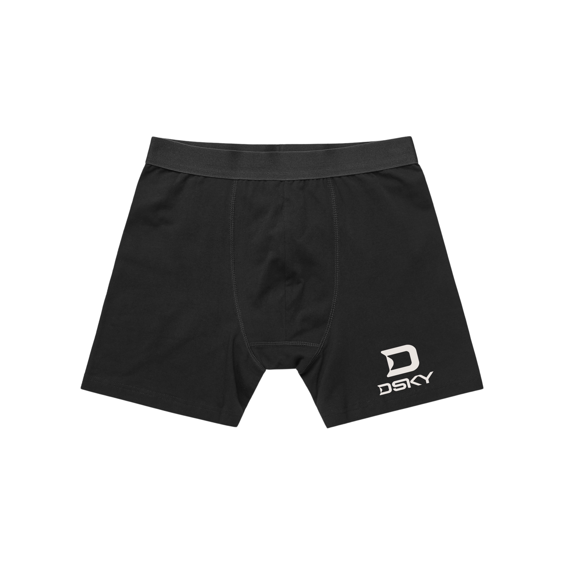 zwarte boxer brief, 190 gsm katoen met stretch, frontaal op neutrale achtergrond, productweergave