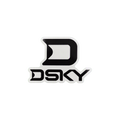 DSKY Logo Sticker met zwart D-symbool en DSKY-woordmerk met witte rand